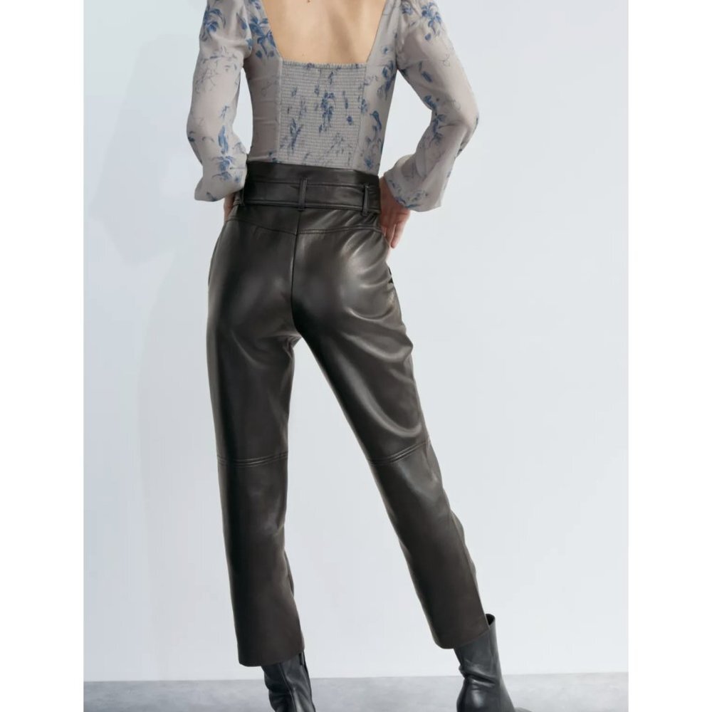 ARITZIA WILFRED High Tied Pant in Black Vegan Leather - Size US 00 (No belt) - Picture 2 of 16